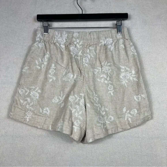 Abercrombie & Fitch Linen Blend Embroidered Pull On Shorts MEDIUM - Picture 6 of 16